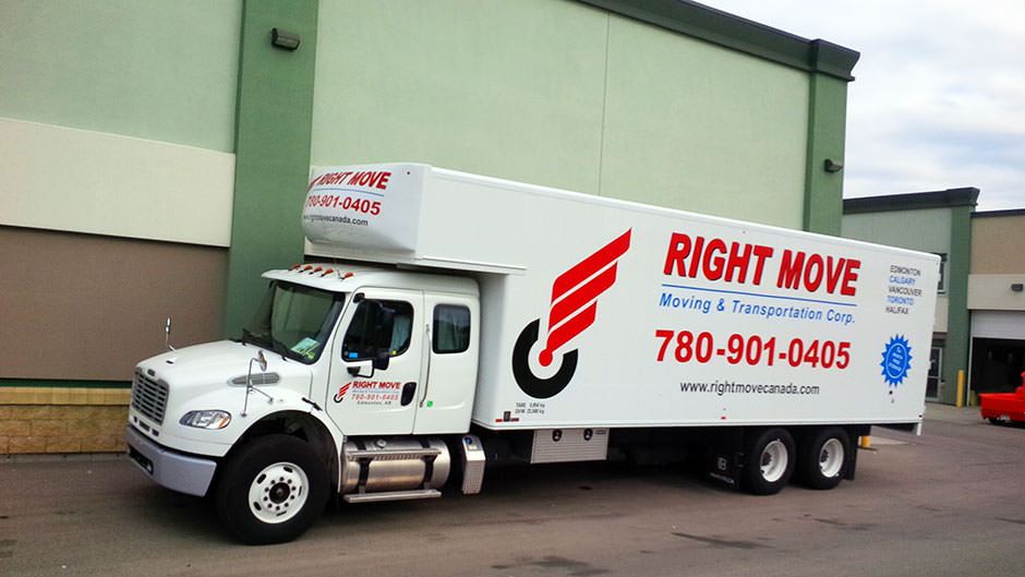 A commercial moving truck being loaded up in Edmonton